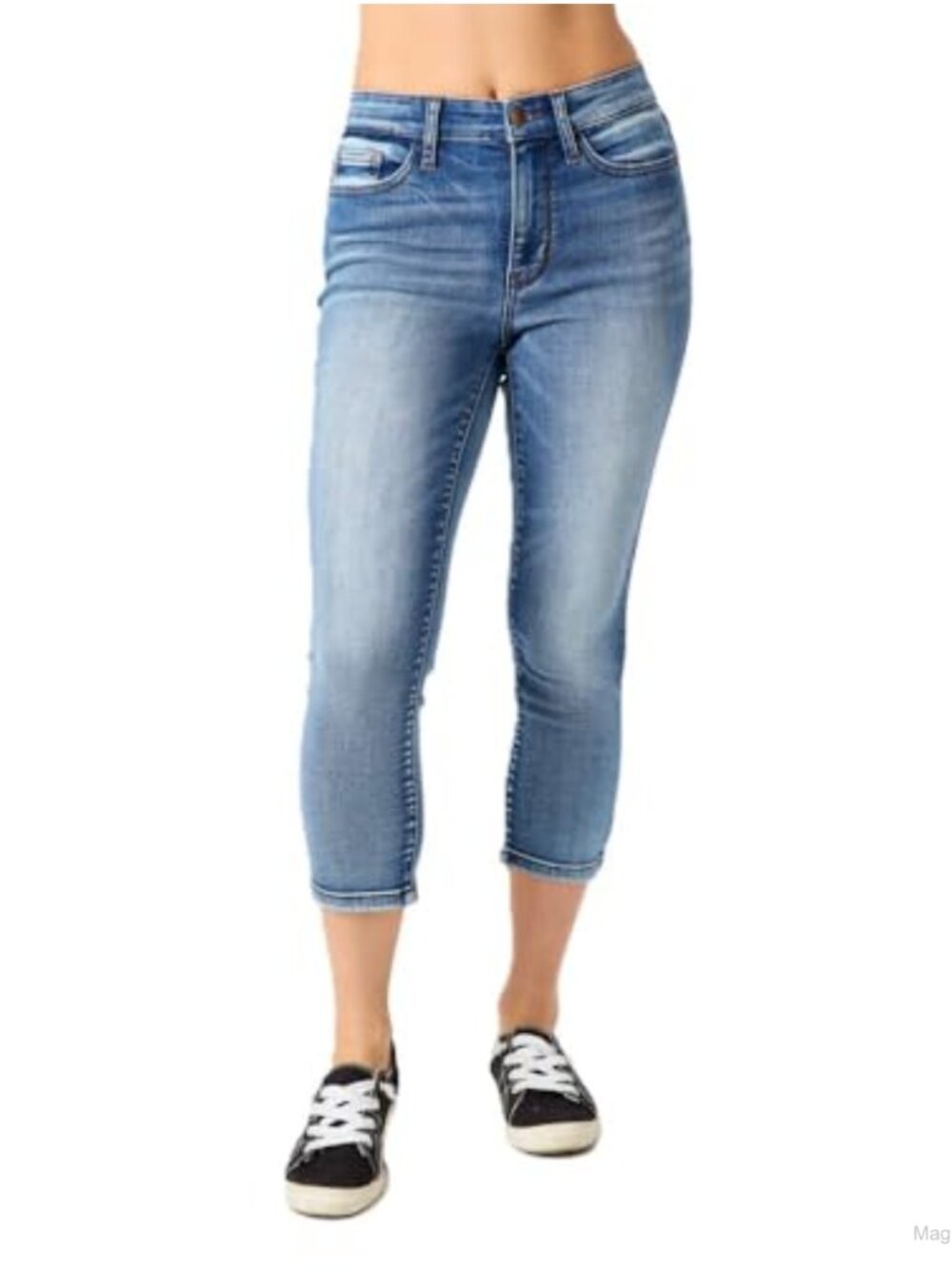Judy Blue Mid Rise Capri Jeans Stretch Denim Crop